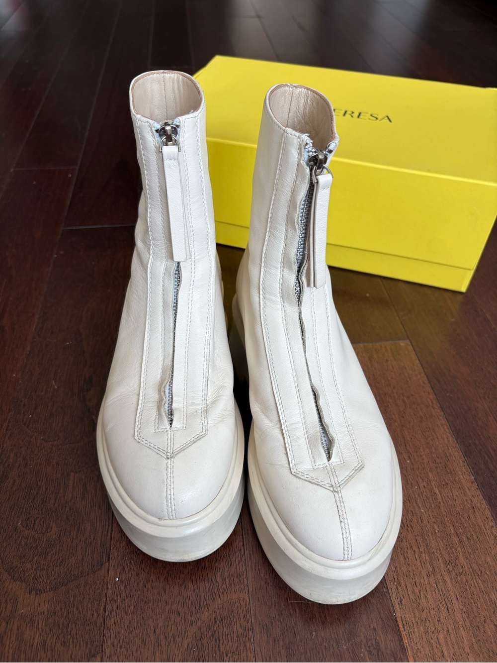The Row Combat Zipped Boots Beige Natural Color US 8.5 Mid-Calf Boots Pre-Owned - Picture 8 of 16